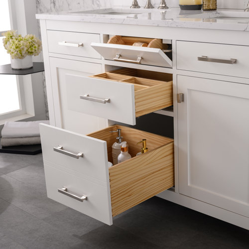 Mercury Row® Atencio 54'' Freestanding Double Bathroom Vanity with Engineered Stone Vanity Top